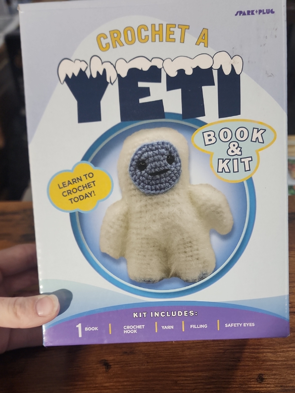 Crochet A Yeti Book & Kit – Cream Yeti with Blue Face Brand New Never Opened WOT